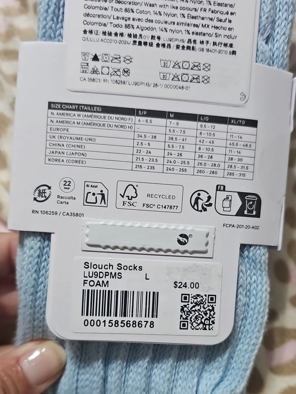 Lululemon Slouch Socks, Nwts FOAM! Size Large! Great To Wear With Leggings!